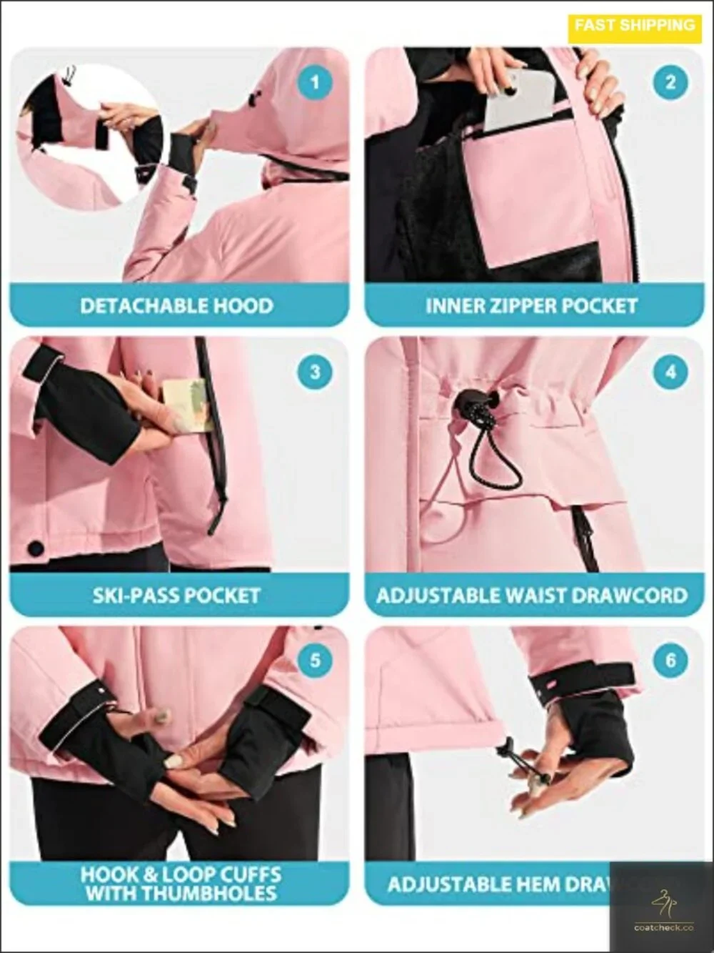Waterproof Ski Jacket Women Warm Windproof Winter Coat